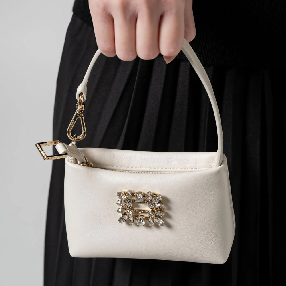 Roger Vivier RV Nightlily Charm Nappa Leather Micro Bag Off White