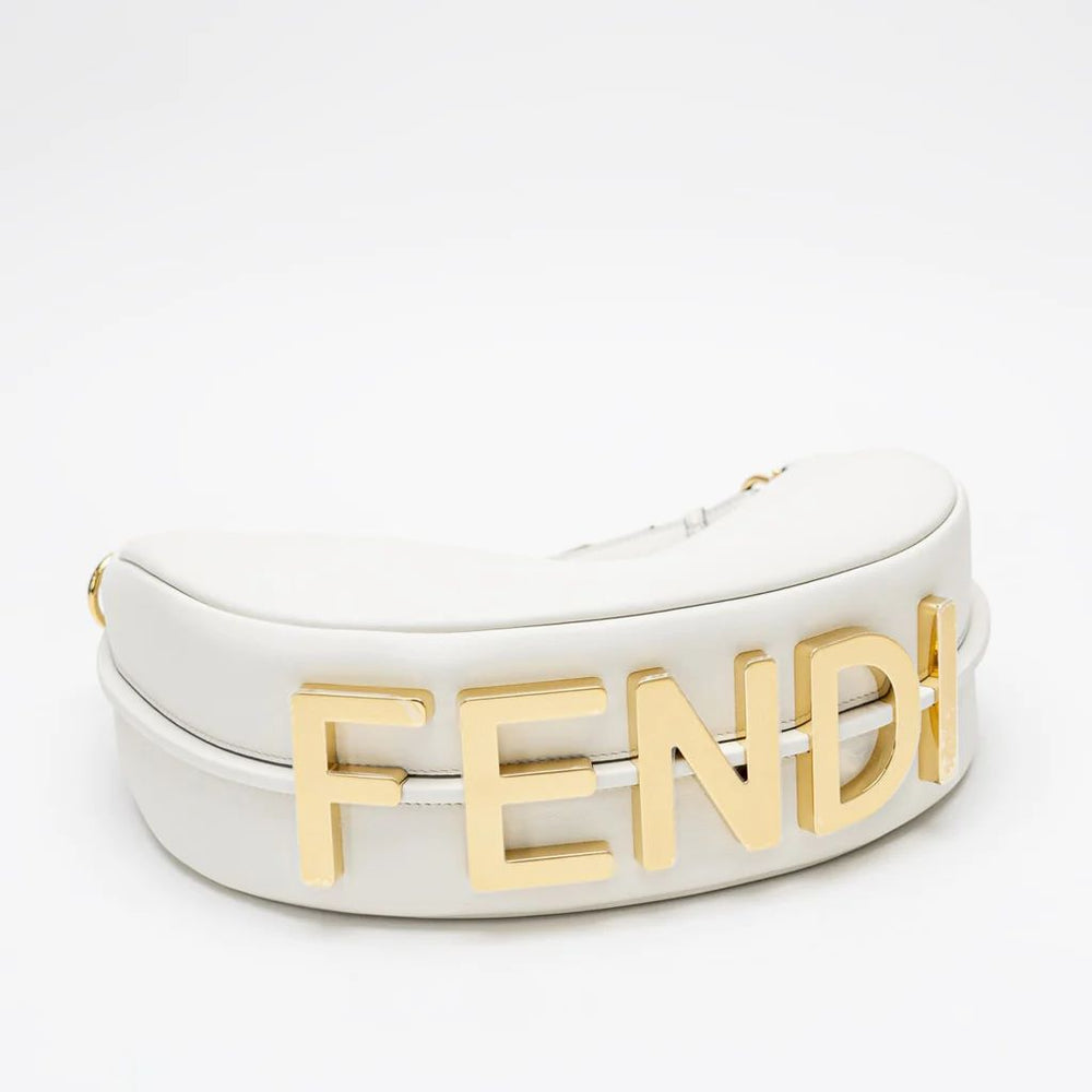 Logo F'graphy Small Hobo Bag White