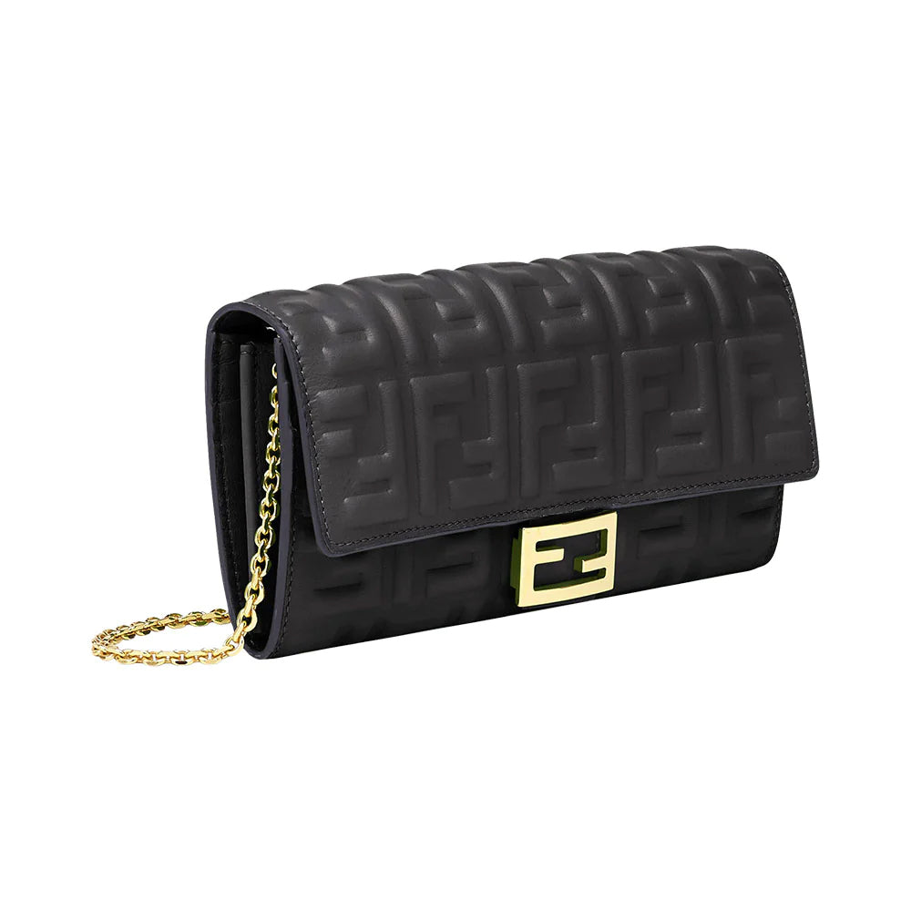 Fendi Continental Wallet on Chain Nappa Leather Black