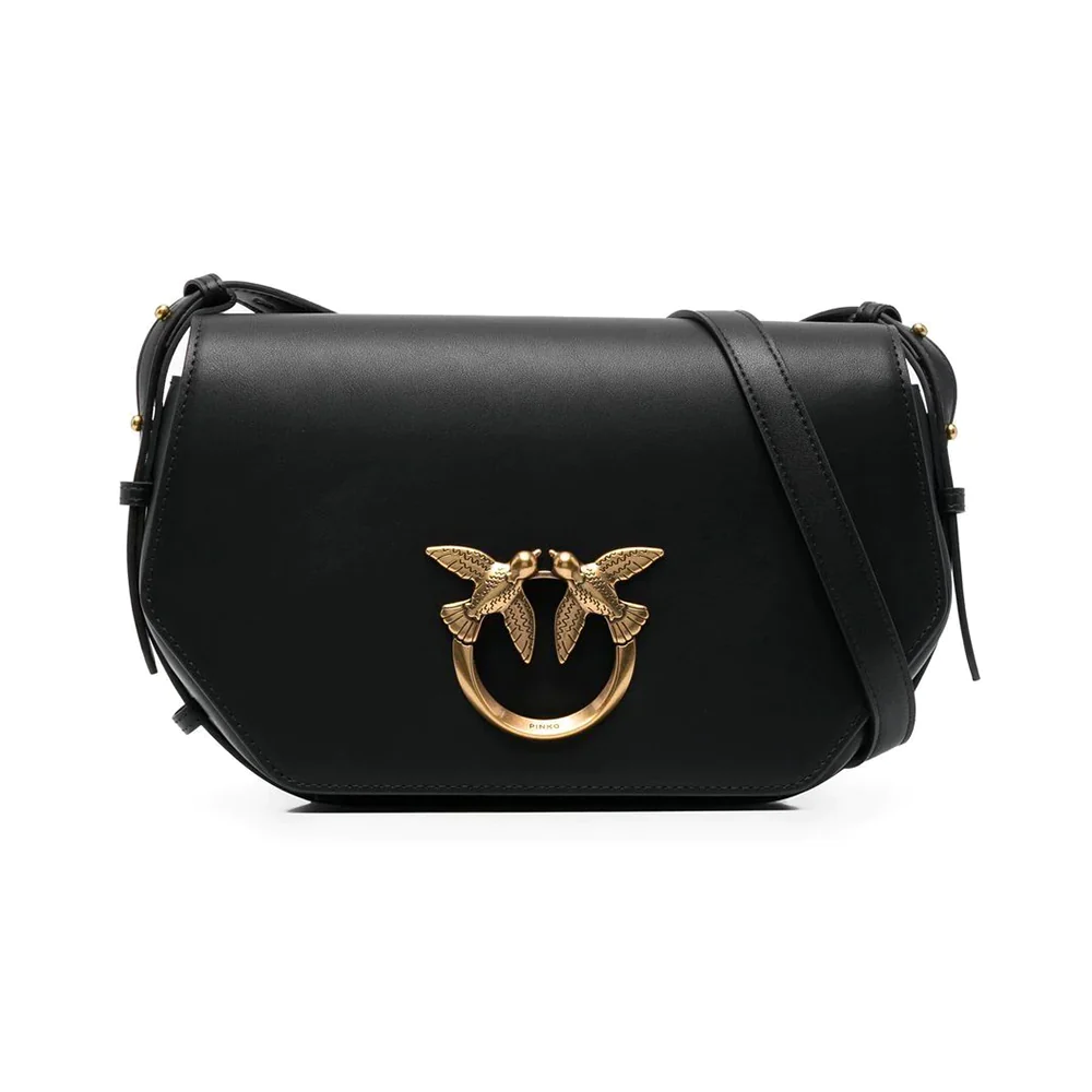 Pinko Love Click Hexagon Classic Shoulder Bag Black Ghw