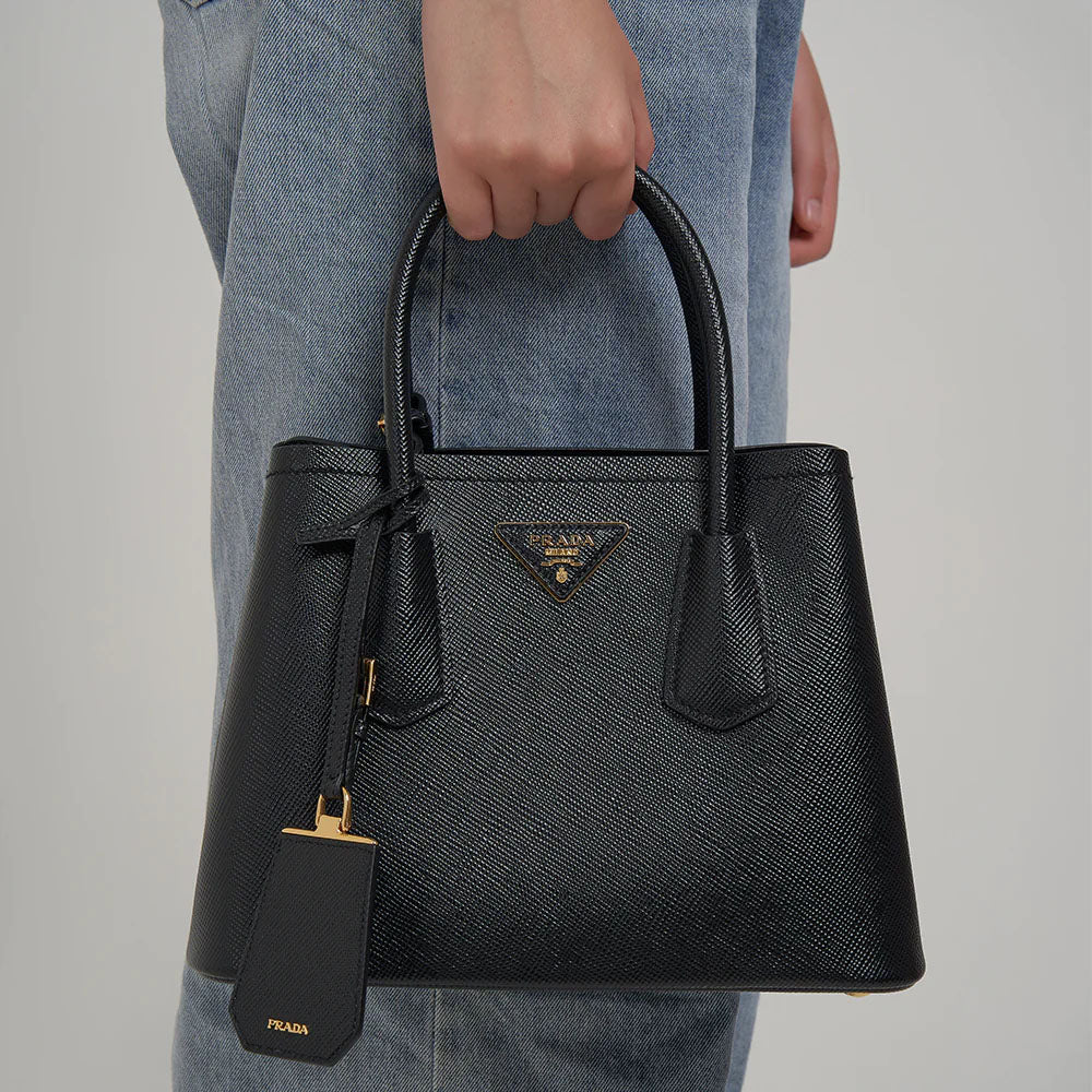 Prada Double Saffiano Leather Mini Handbag Black