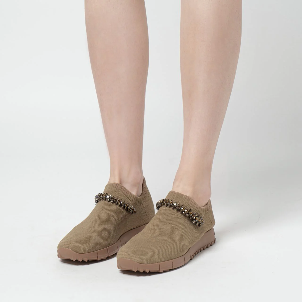 Jimmy Choo Verona Crystal Sneakers Taupe
