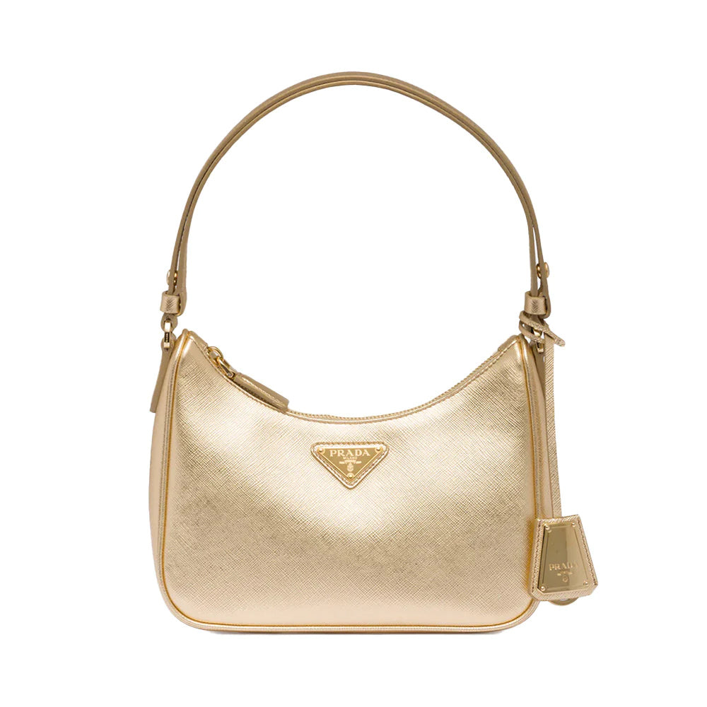 Prada Saffiano Leather Mini Shoulder Bag Platinum Gold