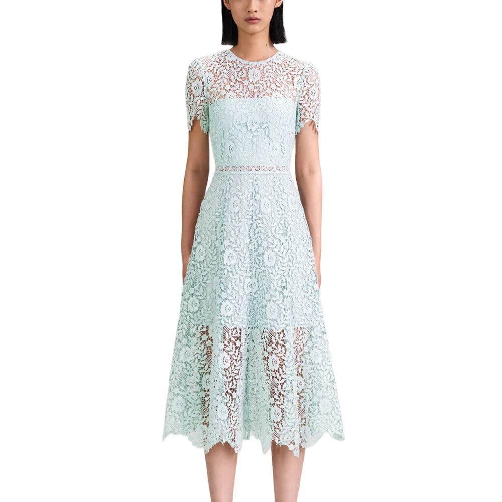 Self Portrait Rose Lace Midi Dress Blue