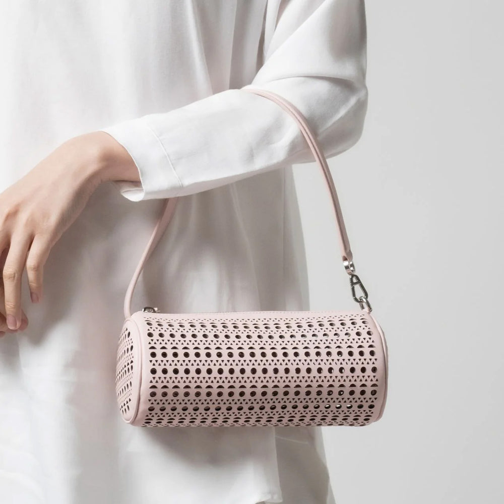 Alaia Tube Vienne Pattern Shoulder Bag Blanc Rose