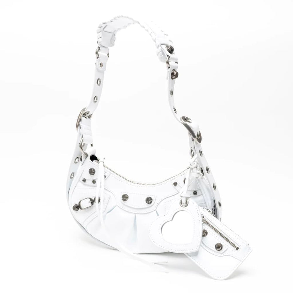 Balenciaga Le Cagole XS Shoulder Bag Patent Fabrik White 