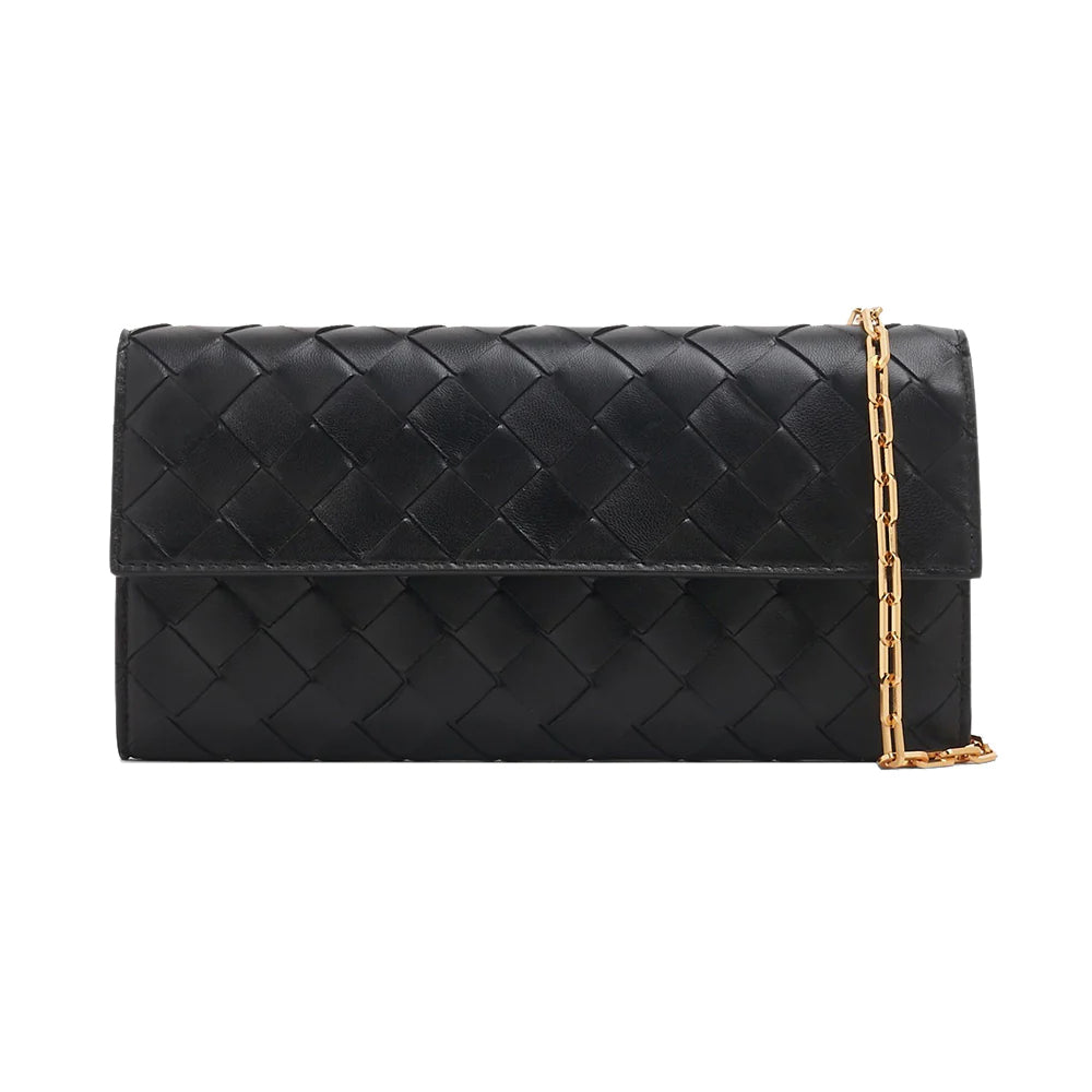 Bottega Veneta Intrecciato Chain Wallet Black