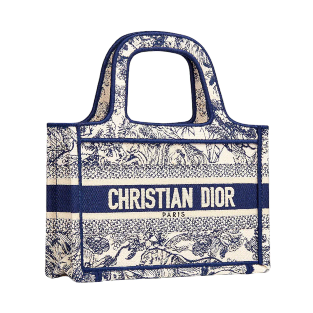 Christian Dior Mini Book Tote Toile De Jouy Embroidery Blue