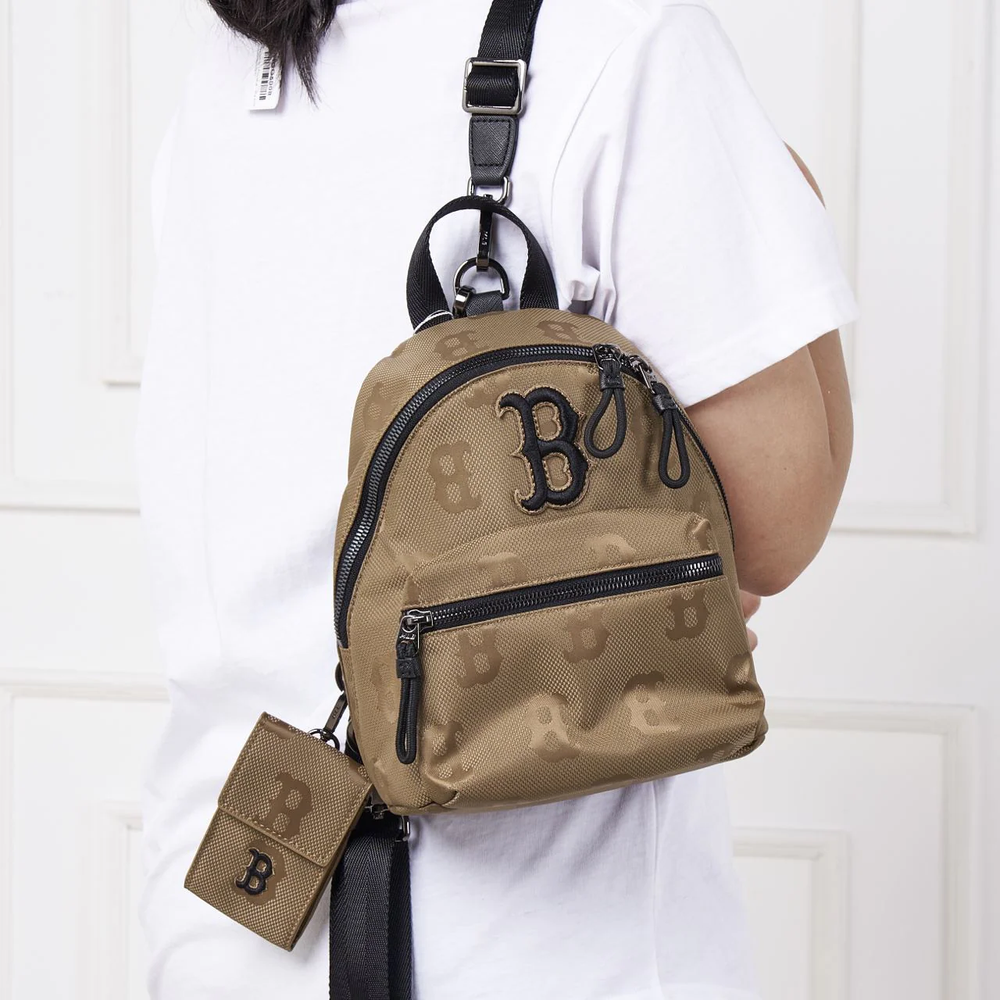 MLB Boston Redsox Monogram Nylon Jacquard Mini Backpack Brown