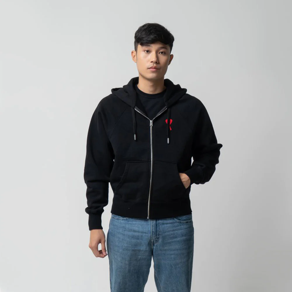 Paris Paris De Coeur Zipped Hoodie Black