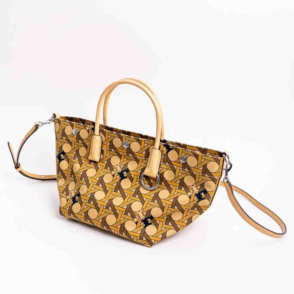 Tory Burch Basketweave Tote Bag Small Canvas Tan Basketweave | Voila.id