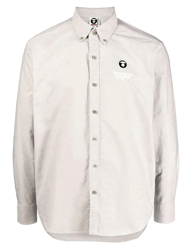 AAPE BY BATHING APE Moonface Now Embroidered Shirt Beige 