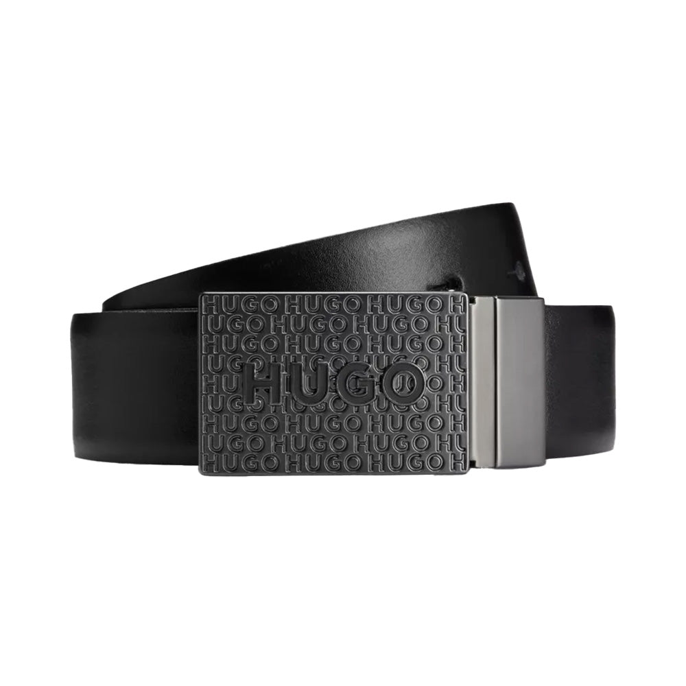 Hugo Boss Guan_GB35_PP Pin and Plaque Buckles Reversible Belt Black
