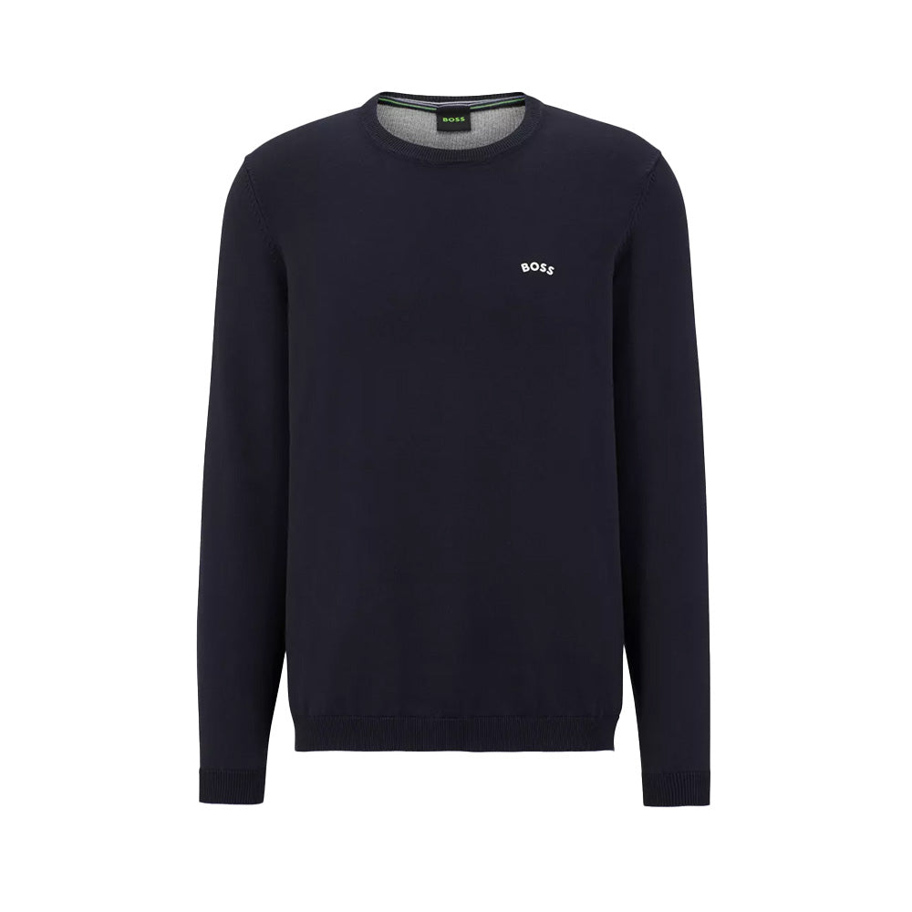 Hugo Boss Rallo with Curved Logo Regular Fit Sweater Dark Blue