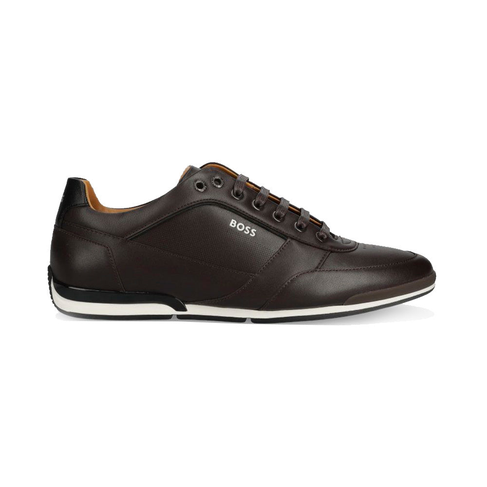 Hugo Boss Saturn Smooth Leather Low Top Sneakers Dark Brown