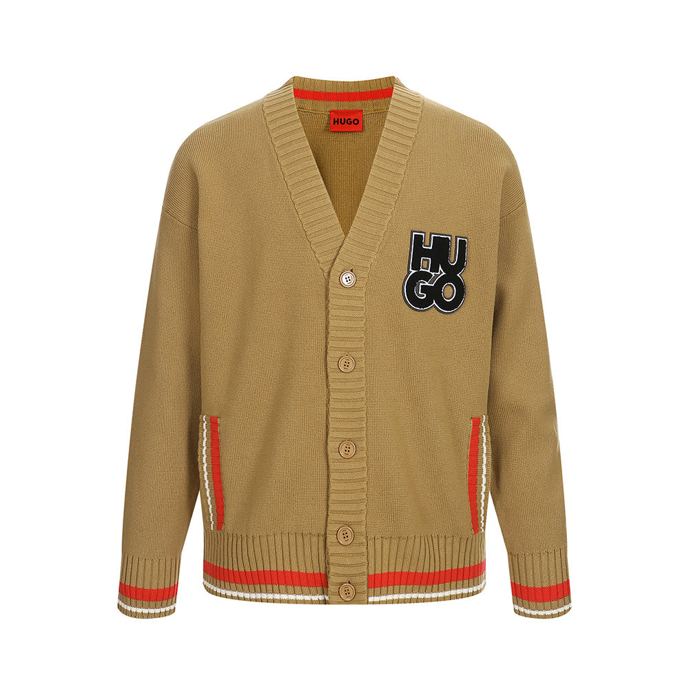 Hugo Boss Stuumo Stacked Logo Cardigan Brown