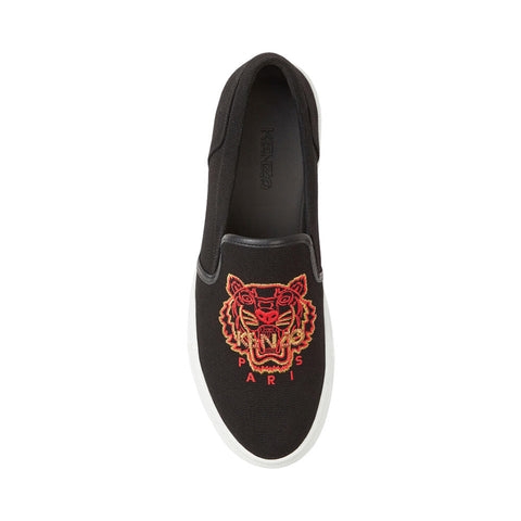 Kenzo Tiger Embroidered Elastic K-Skate NO-Lace Trainers Black
