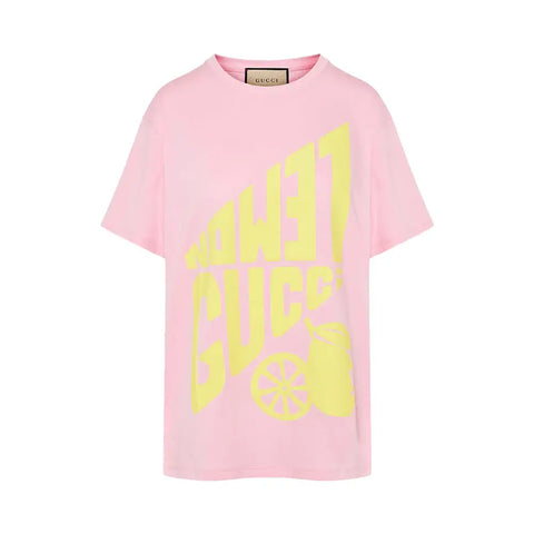 Gucci 'Lemon G' Print Cotton T-Shirt Pink