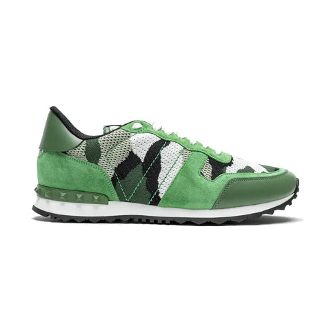 Valentino Garavani Rockstud Rockrunner Camouflage Sneakers Green