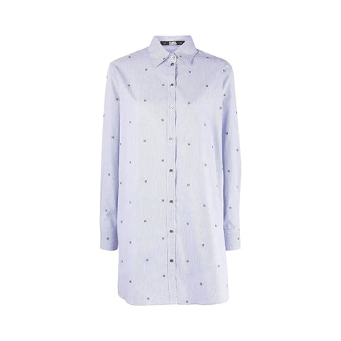 Karl Lagerfeld KL Monogram Pinstripe Tunic Shirt Navy/White
