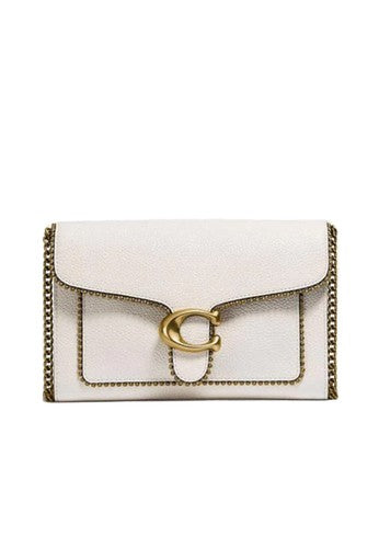 coach tabby chain clutch bag with beadchain chalk