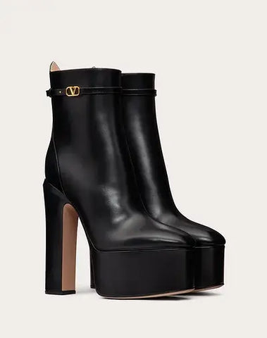 Valentino Garavani VLogo Calfskin Ankle Boot 75mm Black