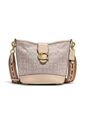 coach tali bucket bag signature jacquard stone ivory