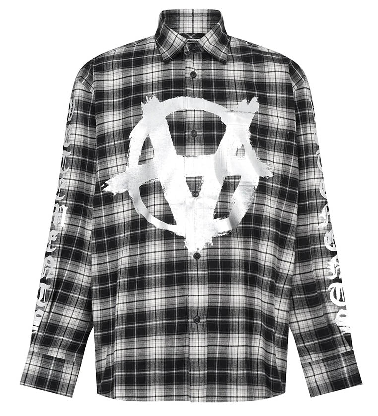 Vetements Double Anarchy Logo Flannel Shirt Black/White Check 