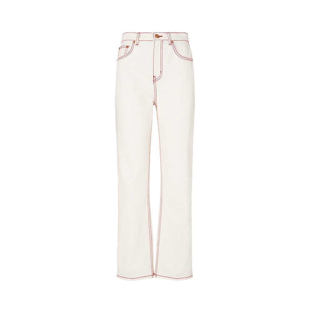 Tory Burch Pants High Waist Straight Jeans Washed White