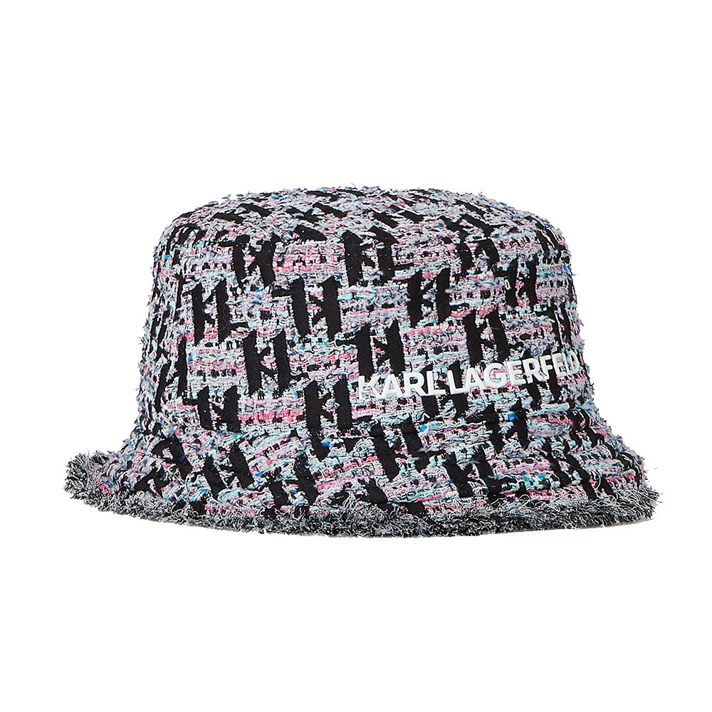 karl lagerfeld Monogram Bouclé Bucket Hat Blue Multi