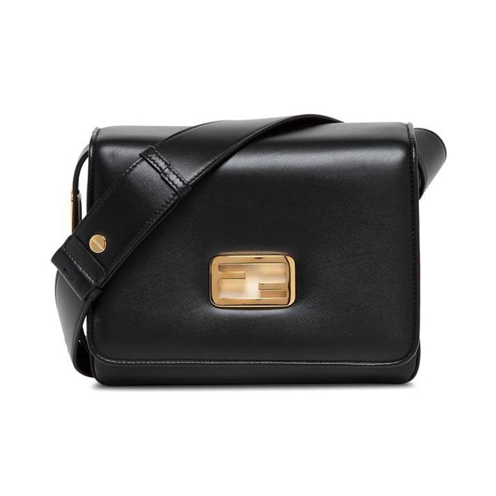 Fendi FF Logo Medium Flap Bag Black