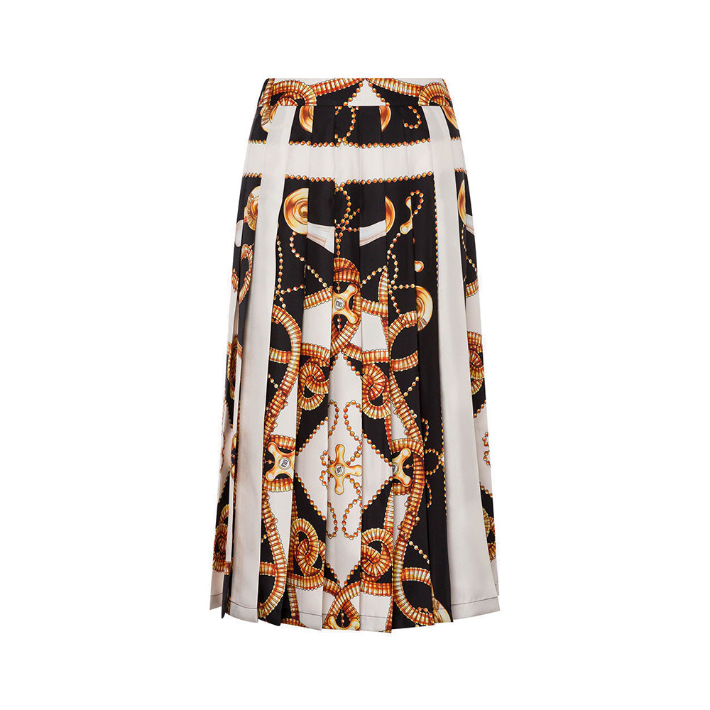 Moschino Skirt Faucets Print Silk Skirt Black Multi