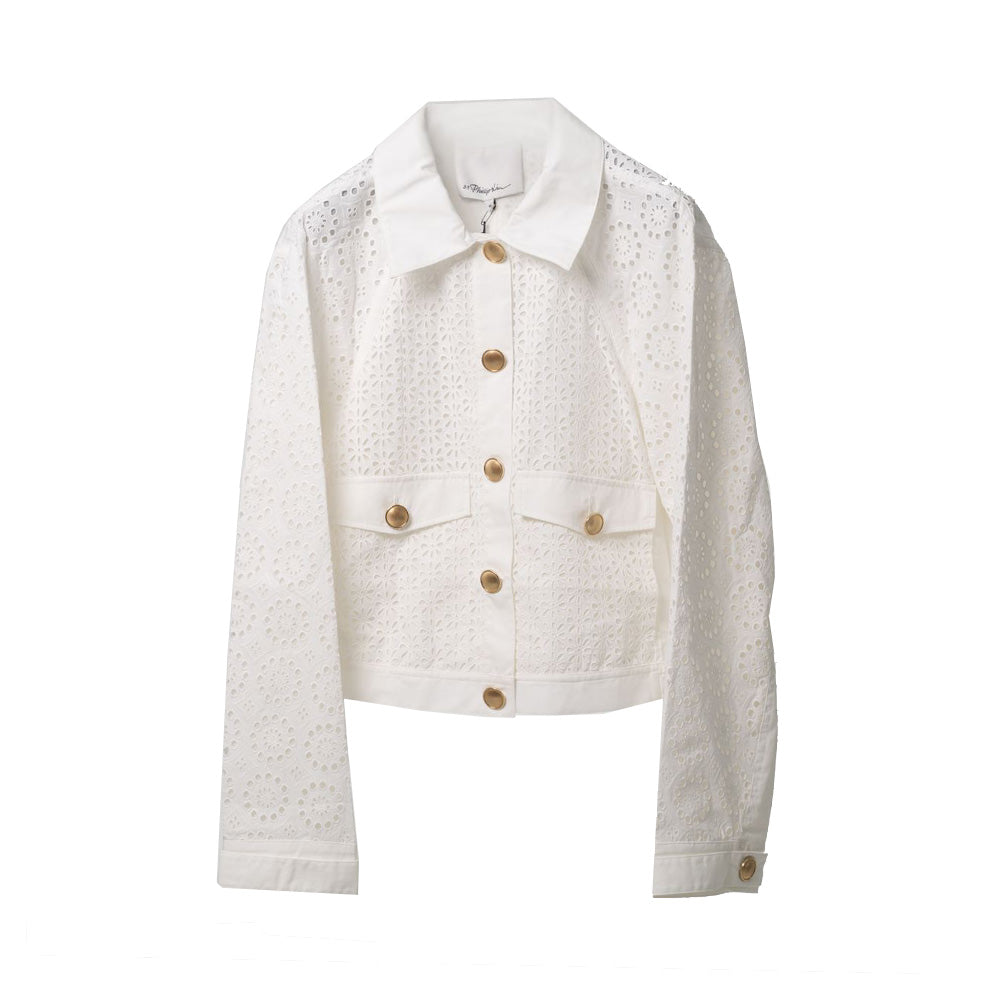 PHILLIP LIM Jacket Broderie Anglaise Moto Jacket Ivory