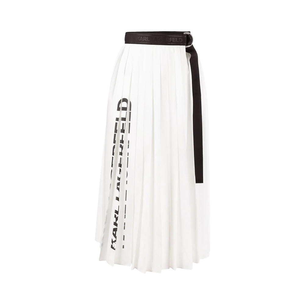 Karl Lagerfeld Skirt Pleated Graphic Skirt White
