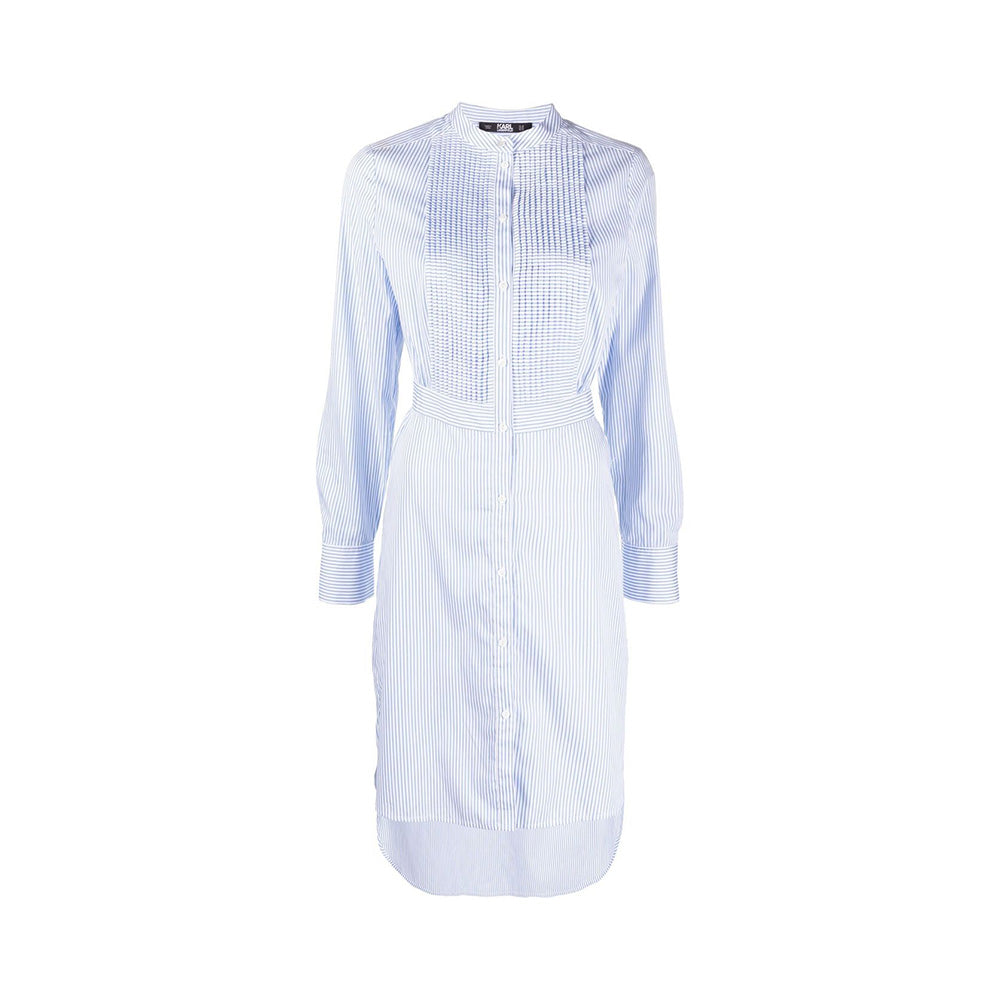 Karl Lagerfeld Pinstripe Poplin Shirt Dress Blue White