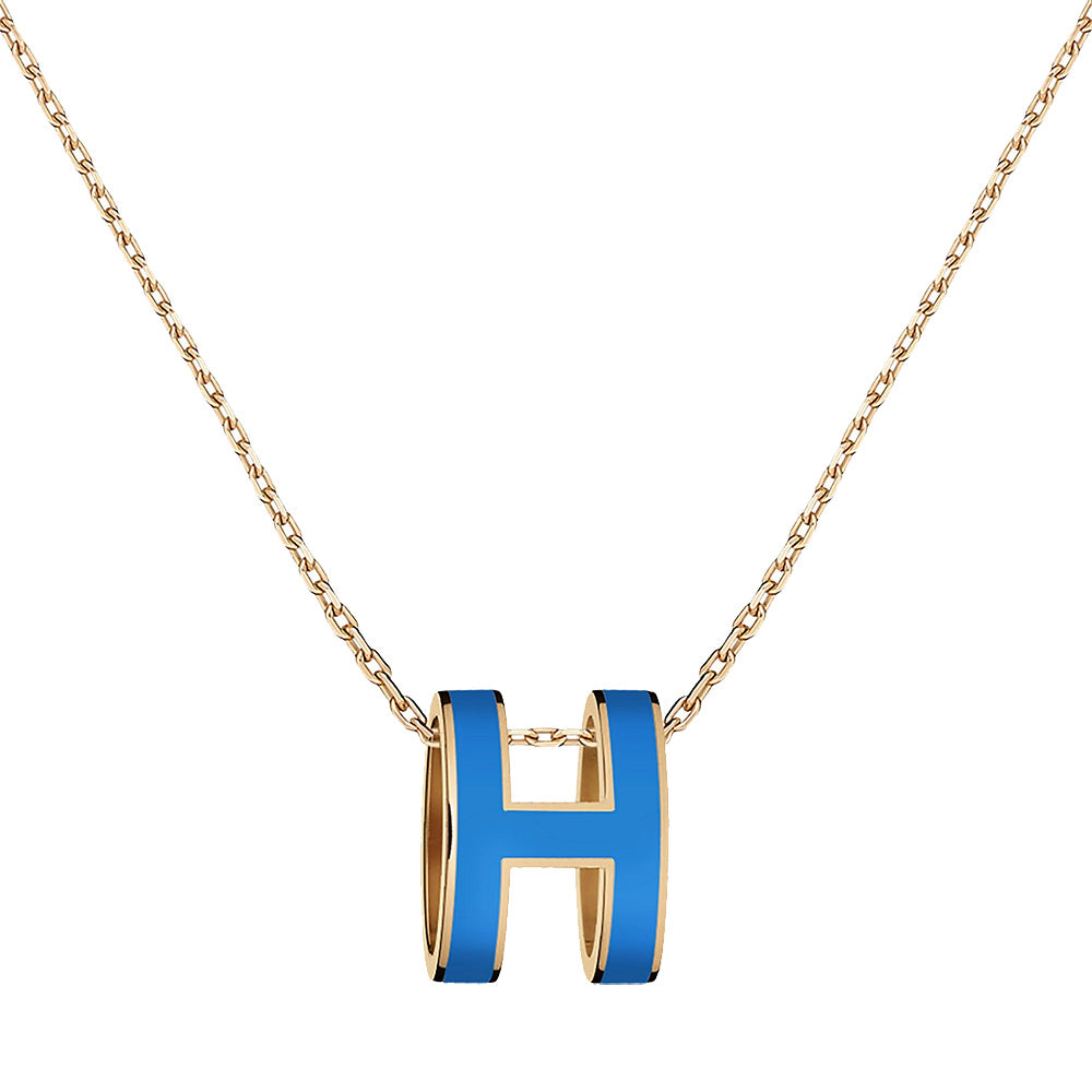 Hermes Pop H Necklace Bleu Sature Ghw