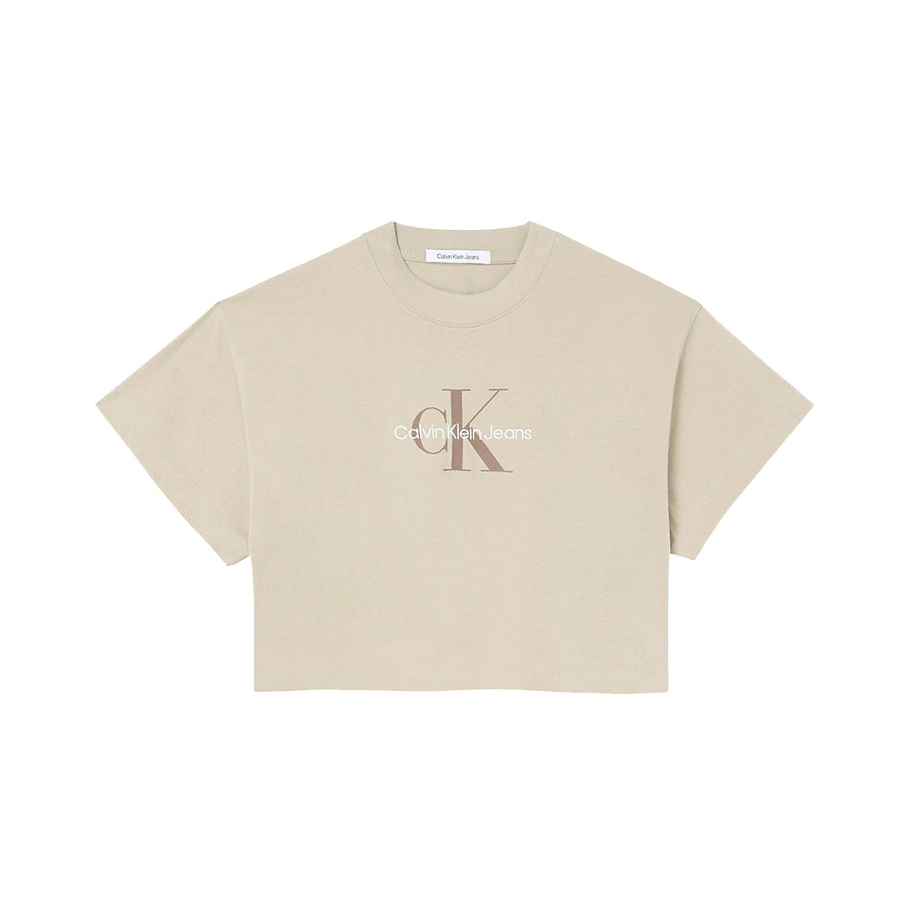 Calvin Klein Cropped Monogram T-Shirt Travertine