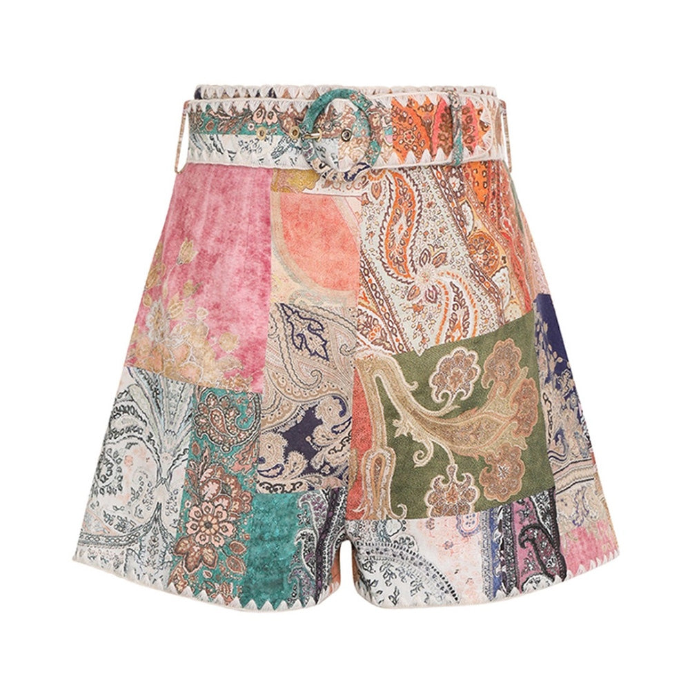 Zimmermann Pants Anneke Fitted Short Patch Paisley