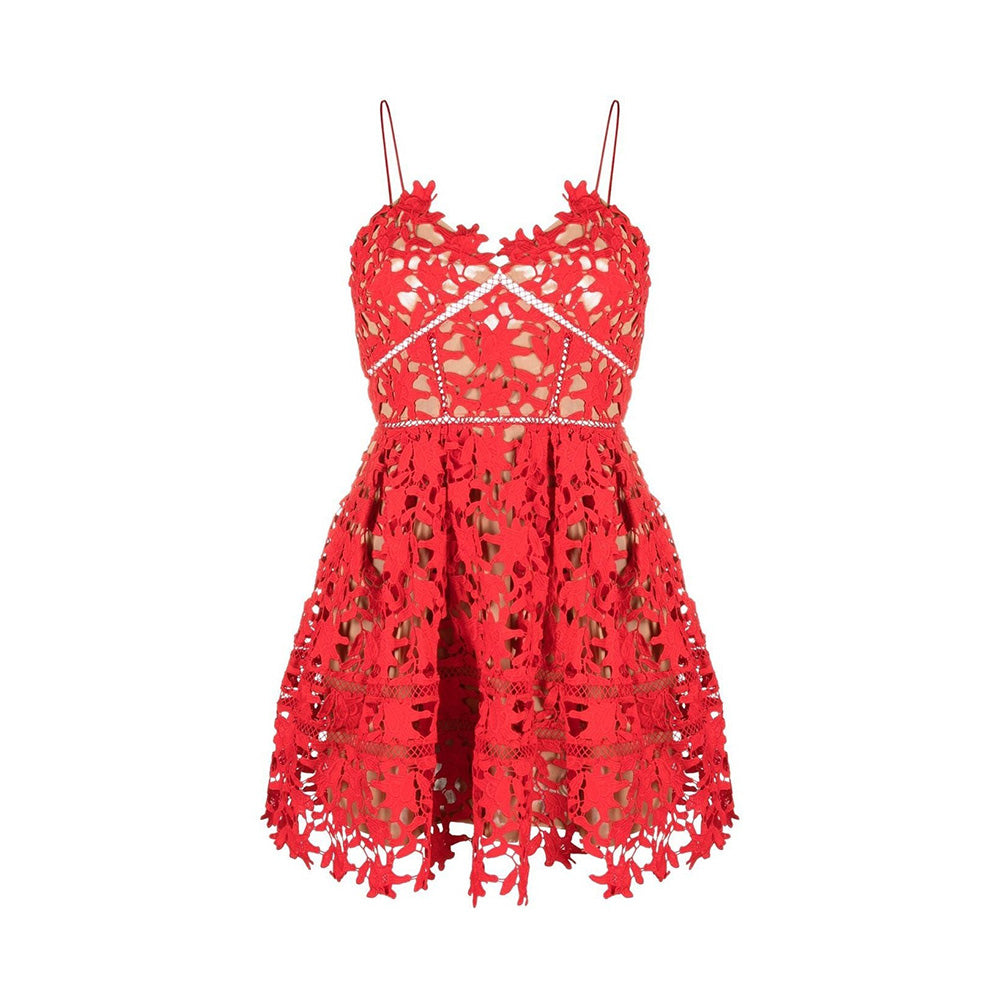 Self Portrait Dress Azaelea Lace Mini Dress Red