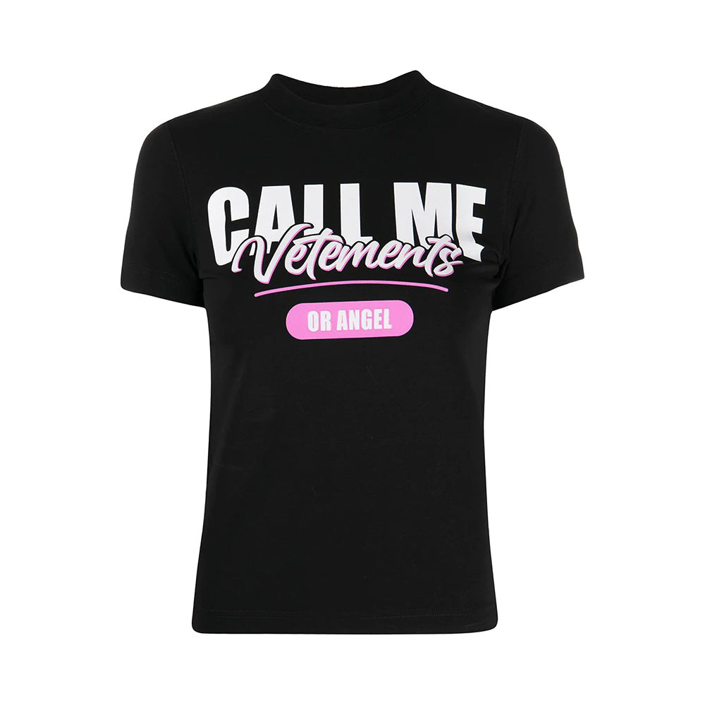 Vetements T-Shirt 'Call Me Or Angel' Print T-Shirt Black