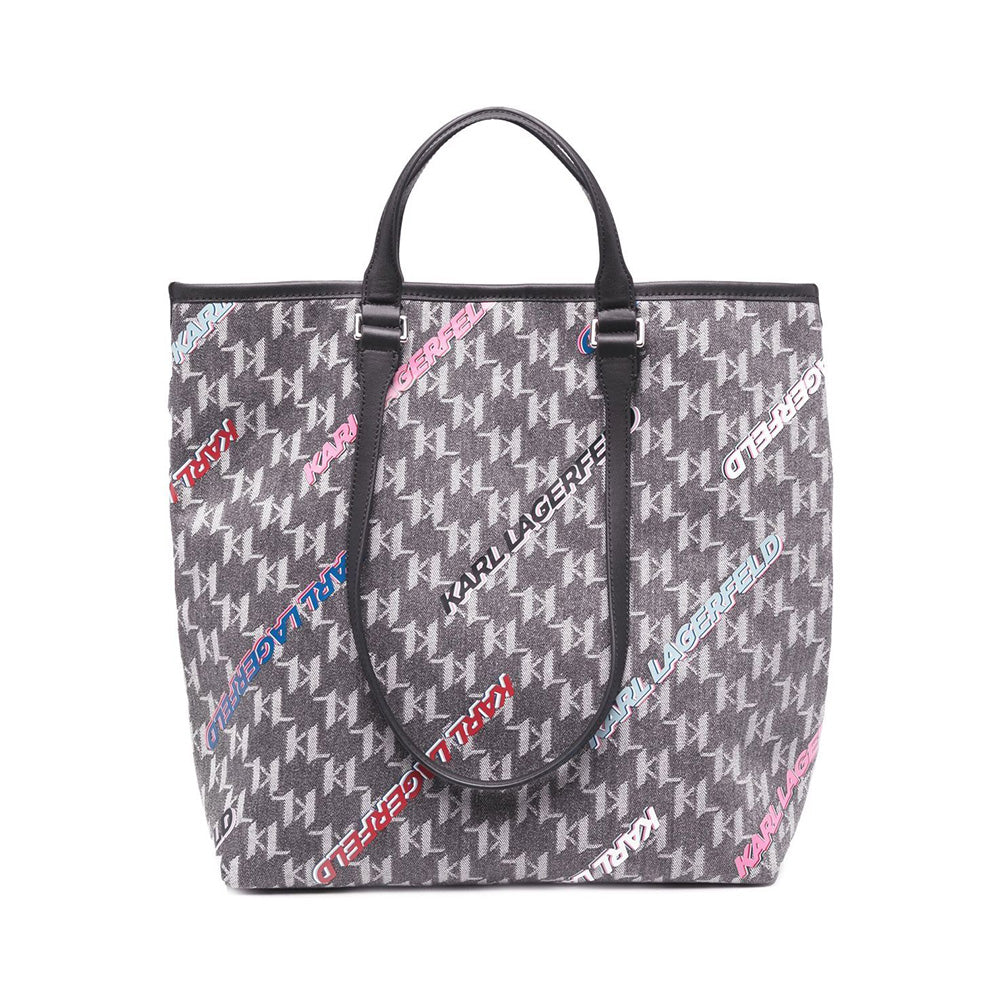 karl lagerfeld K/Monogram Denim Tote with Future Logo Multi