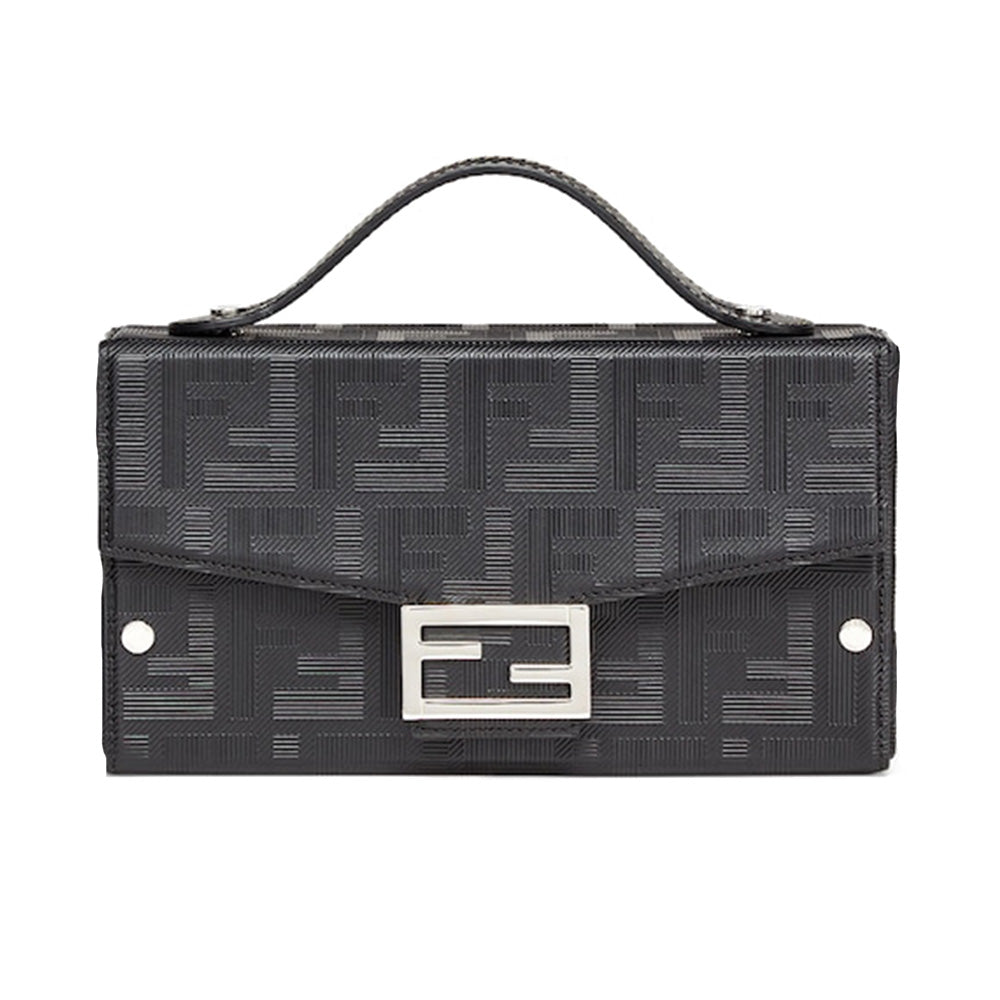 Fendi Baguette Soft Trunk Leather Shoulder Bag Black