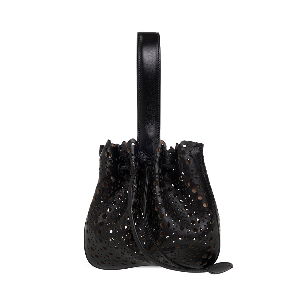 Tas Alaia Rose Marie 16 Drawstring Handbag Black