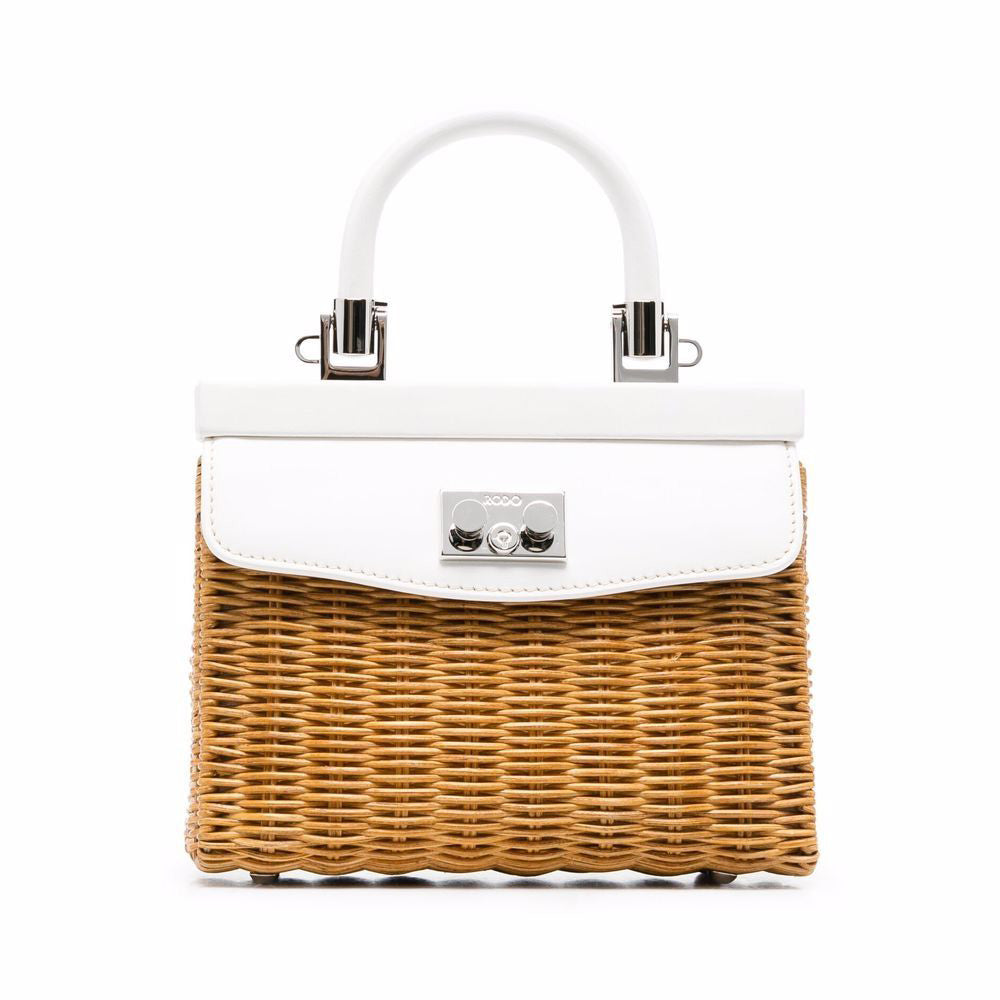 Rodo Small Paris Straw Bag White