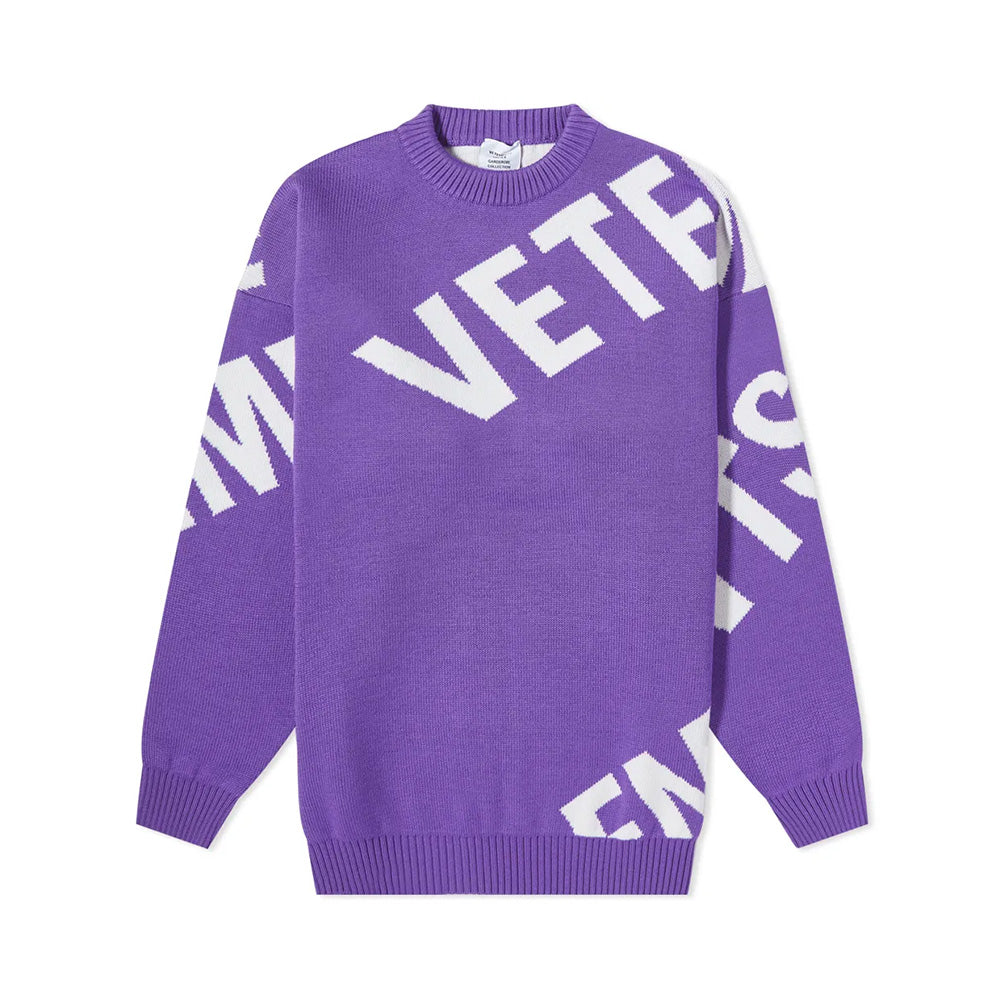 Vetements Giant Logo Sweater Knit Ultraviolet White