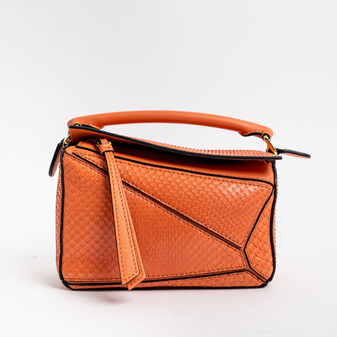 Loewe Mini Puzzle Bag in Shiny Python Coral Reef 