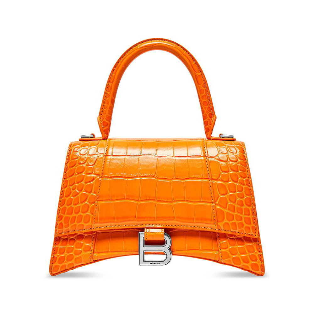 Balenciaga Hourglass Top Handle Croco Small Orange