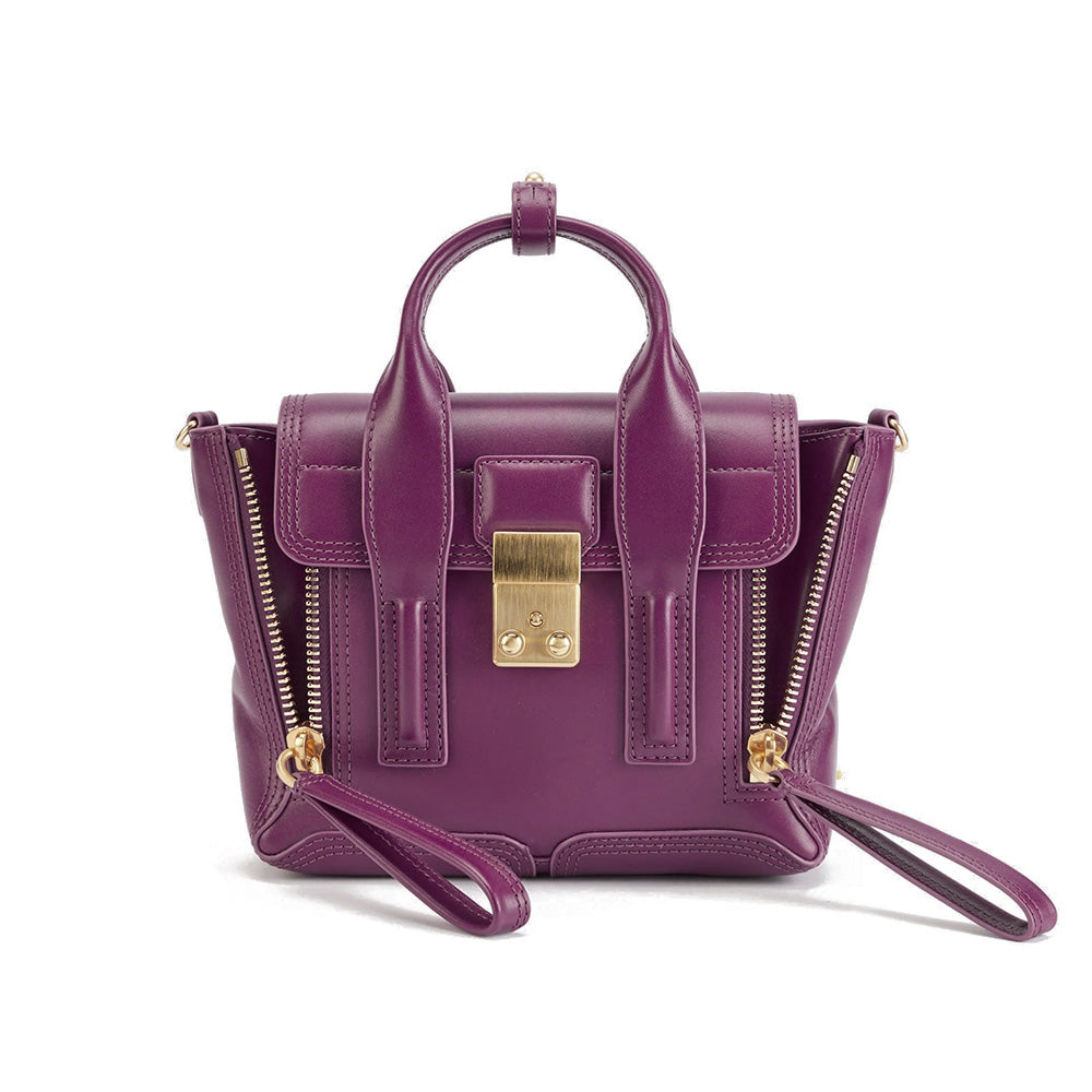 Mini Pashli Satchel Bag Shiny Calfskin Leather Sangria Ghw