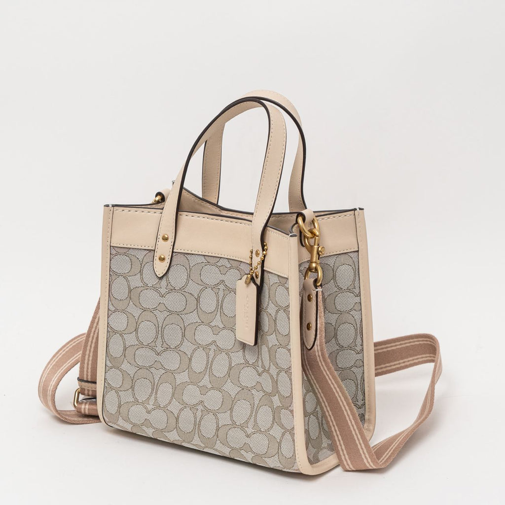 Field Tote 22 In Signature Jacquard Stone Ivory