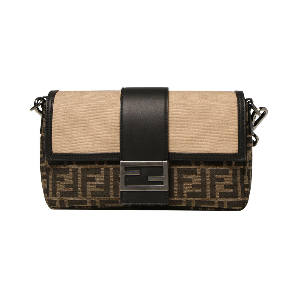 Fendi Baguette FF Jacquard Crossbody Bag Fabric